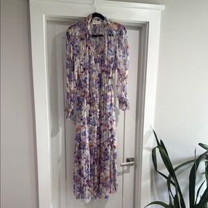 Zimmermann Purple and Pink Long Sleeve Sundress